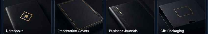 Foil Printing examples for Notebooks, Presentation Covers, Business Journals, Gift Packaging