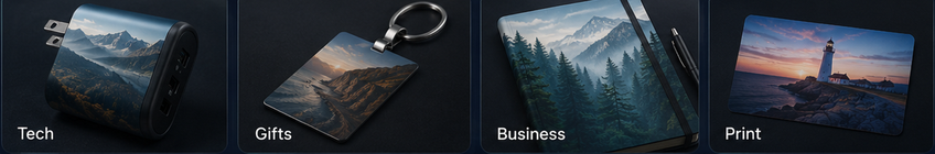 Prism Digital Printing examples for Tech, Gifts, Business, Print