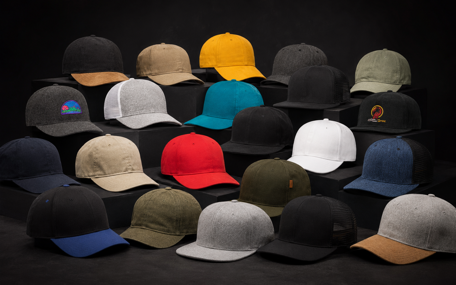 Branded caps in several team and event styles
