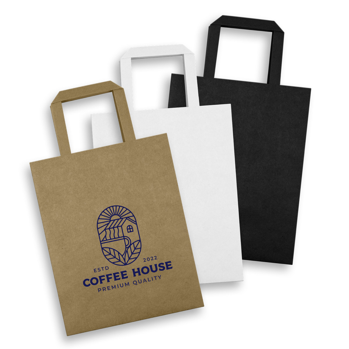 Medium Flat Handle Paper Bag Portrait branded packaging product image