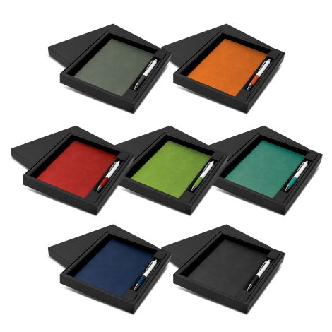 Genoa Notebook and Pen Gift Set product example for Rotary Screen Printing