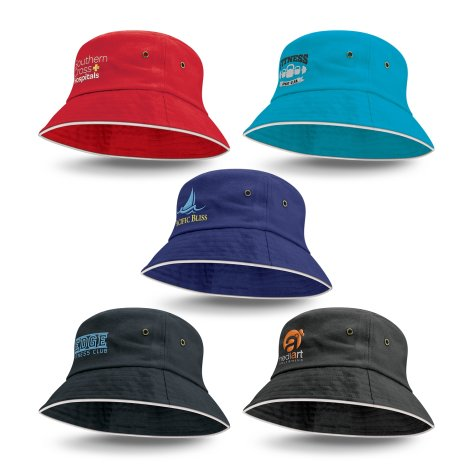 Bondi Bucket Hat - White Sandwich Trim branded headwear product image